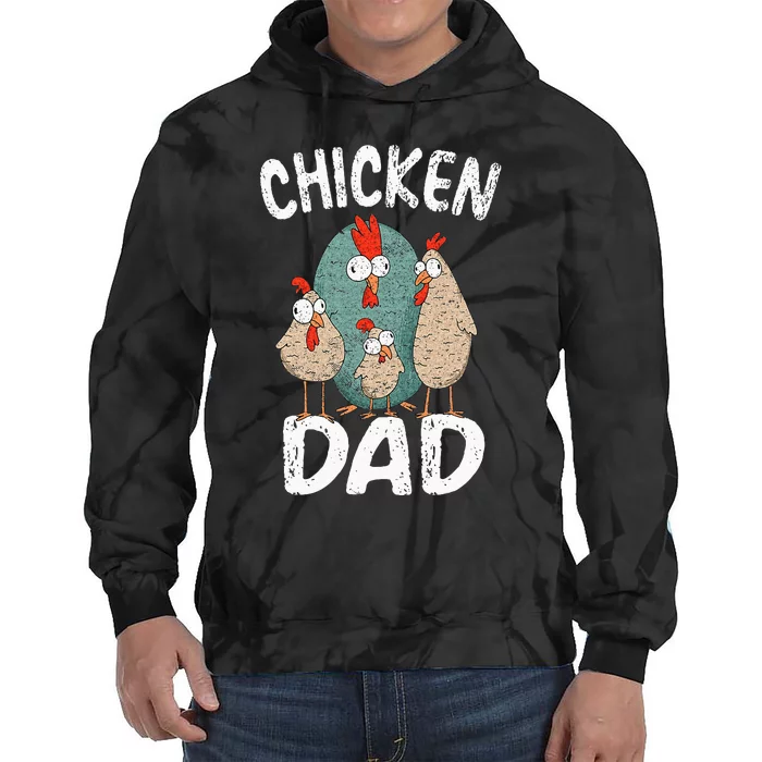 Chicken Dad Funny Fathers Day Men Kids Tie Dye Hoodie