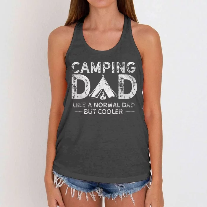 Camping Dad Funny Camper Fathers Day Camping Dad Women's Knotted Racerback Tank