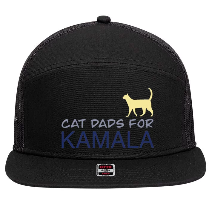 Cat Dads For Kamala Harris For President 2024 Gift 7 Panel Mesh Trucker Snapback Hat