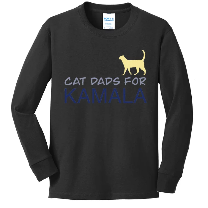 Cat Dads For Kamala Harris For President 2024 Gift Kids Long Sleeve Shirt