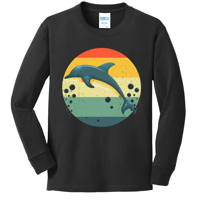 Cute Dolphin For Men Women Kids Vintage Dolphin Lover Kids Long Sleeve Shirt