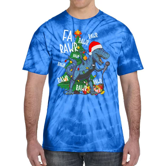 Christmas Dinosaur Fa Rawr Tmeaningful Giftrex Santa Funny Dino Xmas Fun Cool Gi Tie-Dye T-Shirt