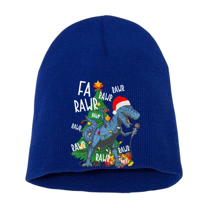 Christmas Dinosaur Fa Rawr Tmeaningful Giftrex Santa Funny Dino Xmas Fun Cool Gi Short Acrylic Beanie