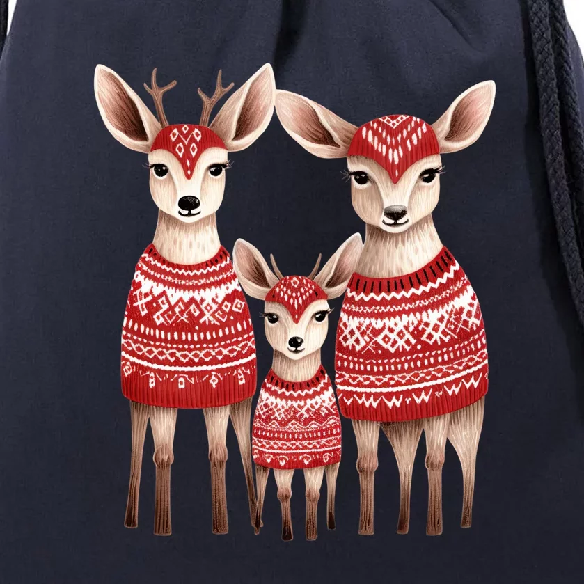 Christmas Deer Family Matching Outfit Drawstring Bag