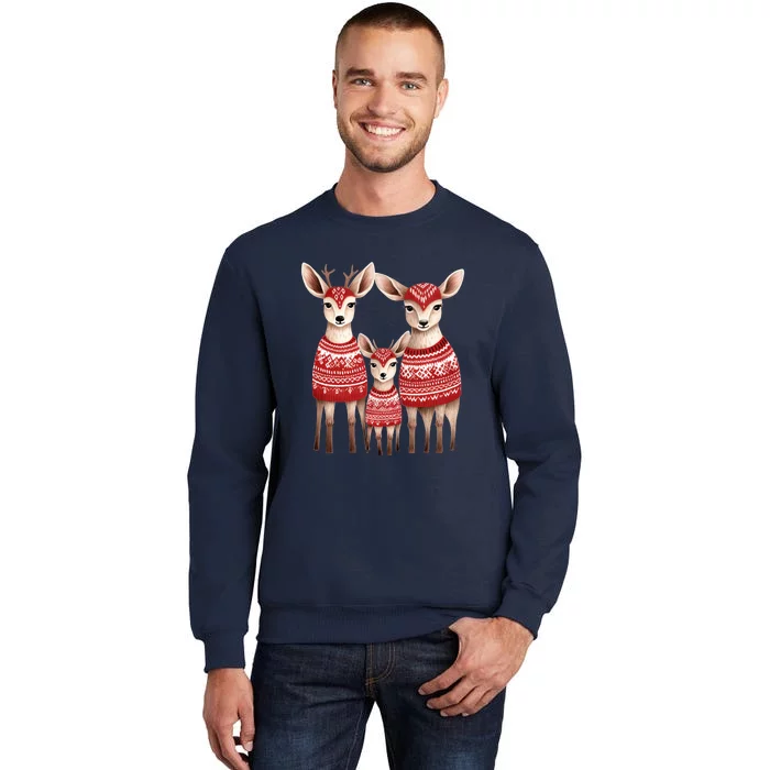 Christmas Deer Family Matching Outfit Tall Sweatshirt