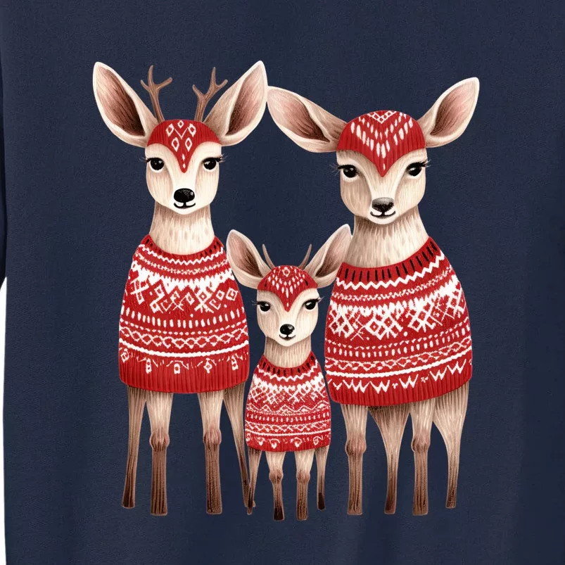 Christmas Deer Family Matching Outfit Tall Sweatshirt