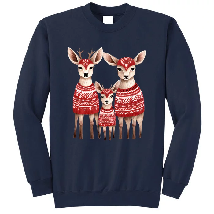 Christmas Deer Family Matching Outfit Tall Sweatshirt