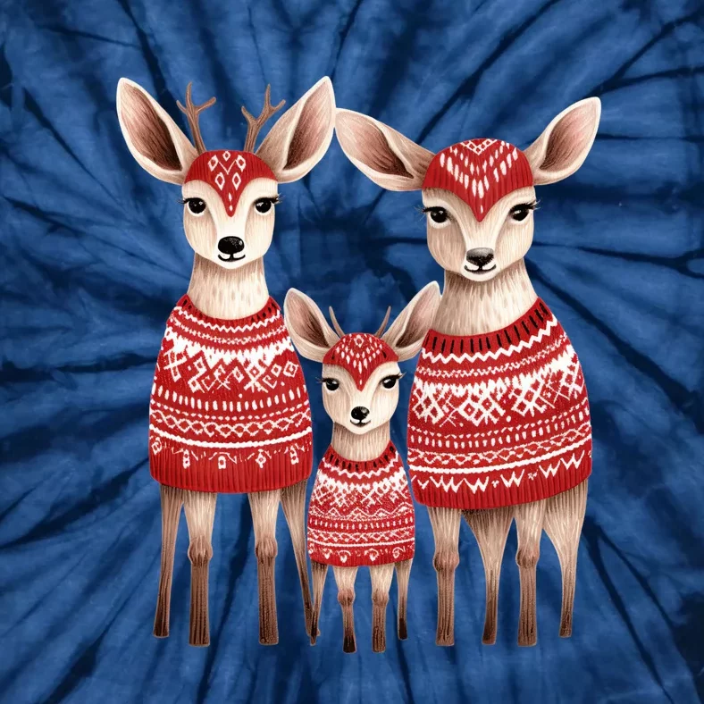 Christmas Deer Family Matching Outfit Tie-Dye T-Shirt