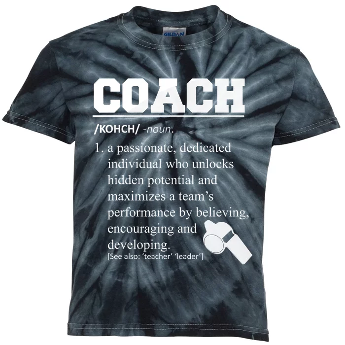 Coach Definition Funny Coach Kids Tie-Dye T-Shirt