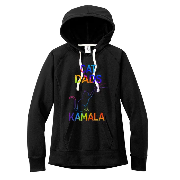 Cat Dads For Kamala Tiedye Harris Madam President 47 Gift Women's Fleece Hoodie