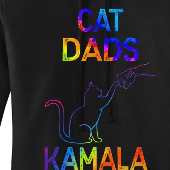 Cat Dads For Kamala Tiedye Harris Madam President 47 Gift Women's Pullover Hoodie