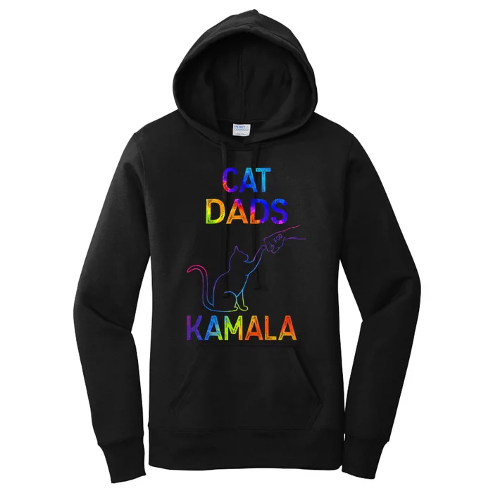 Cat Dads For Kamala Tiedye Harris Madam President 47 Gift Women's Pullover Hoodie