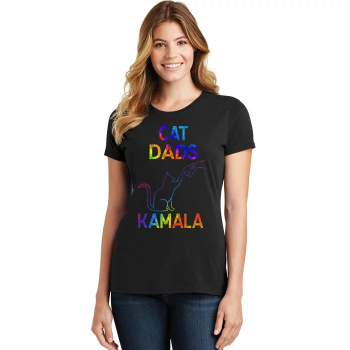 Cat Dads For Kamala Tiedye Harris Madam President 47 Gift Women's T-Shirt