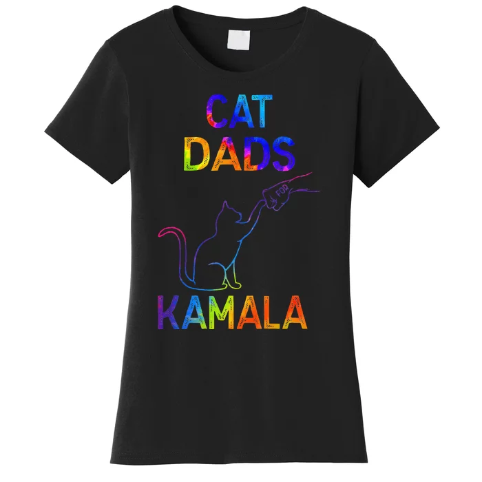 Cat Dads For Kamala Tiedye Harris Madam President 47 Gift Women's T-Shirt