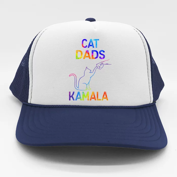 Cat Dads For Kamala Tiedye Harris Madam President 47 Gift Trucker Hat