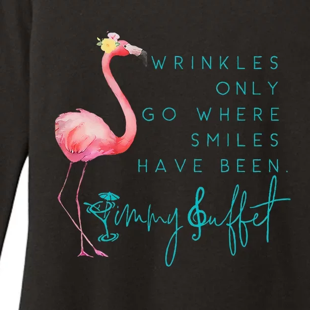 Cute Design Flamingo Wrinkles Only Go Where Smiles Have Been Womens CVC Long Sleeve Shirt