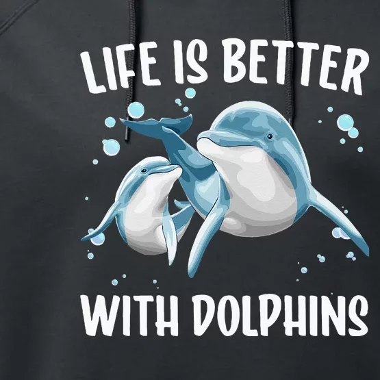 Cute Dolphin For Men Women Kids Aquatic Animal Dolphin Lover Performance Fleece Hoodie