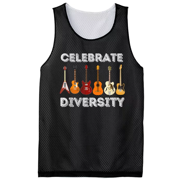 Celebrate Diversity - Funny Guitar Lover & Guitarist Gift Mesh Reversible Basketball Jersey Tank