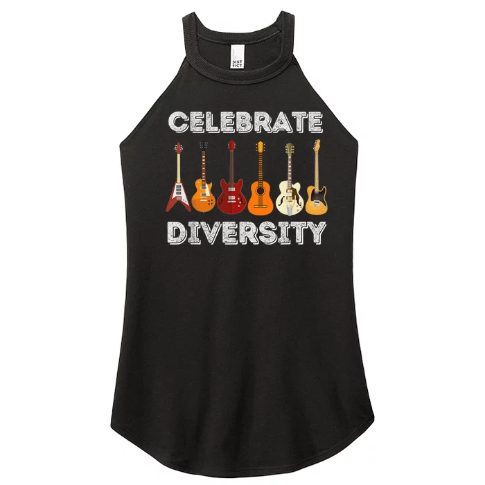 Celebrate Diversity - Funny Guitar Lover & Guitarist Gift Women’s Perfect Tri Rocker Tank