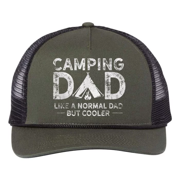 Camping Dad Funny Camper Fathers Day Camping Dad Retro Rope Trucker Hat Cap