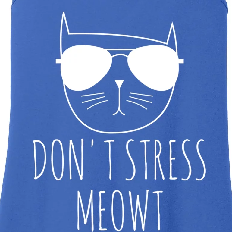 Cat Design Funny Pun Don't Stress Meowt Funny Saying Humour Meaningful Gift Ladies Essential Tank