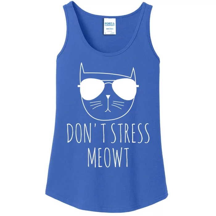 Cat Design Funny Pun Don't Stress Meowt Funny Saying Humour Meaningful Gift Ladies Essential Tank