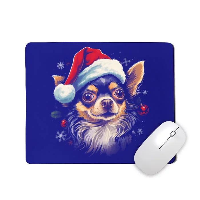 Chihuahua Dog Funny Christmas Santa Hat Tree Matching Family Gift Mousepad