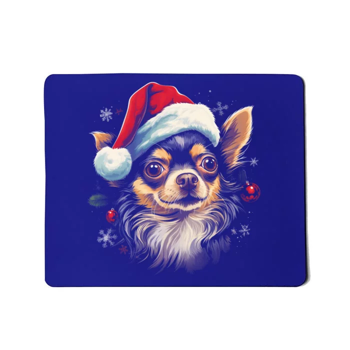 Chihuahua Dog Funny Christmas Santa Hat Tree Matching Family Gift Mousepad