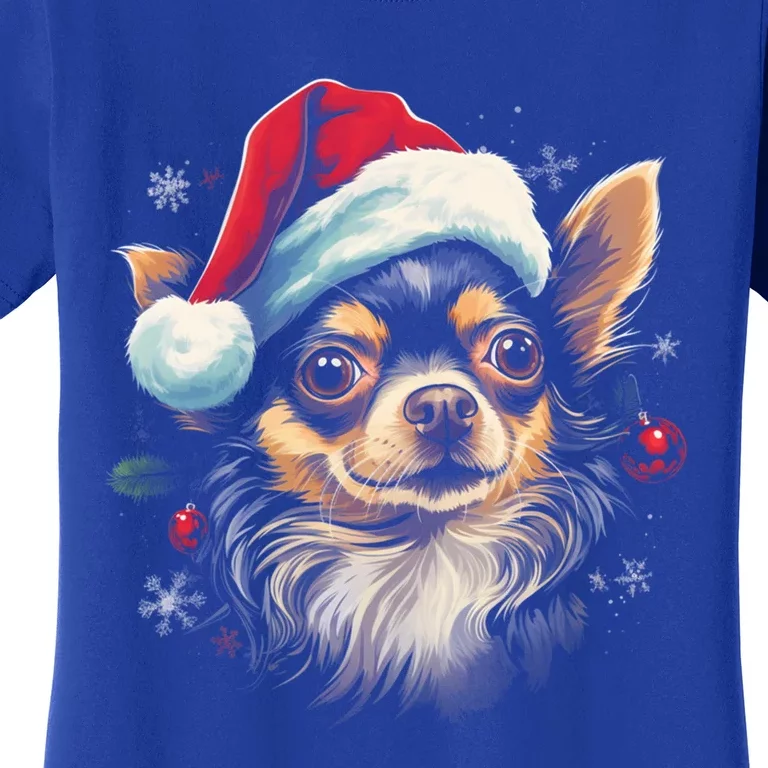 Chihuahua Dog Funny Christmas Santa Hat Tree Matching Family Gift Women's T-Shirt