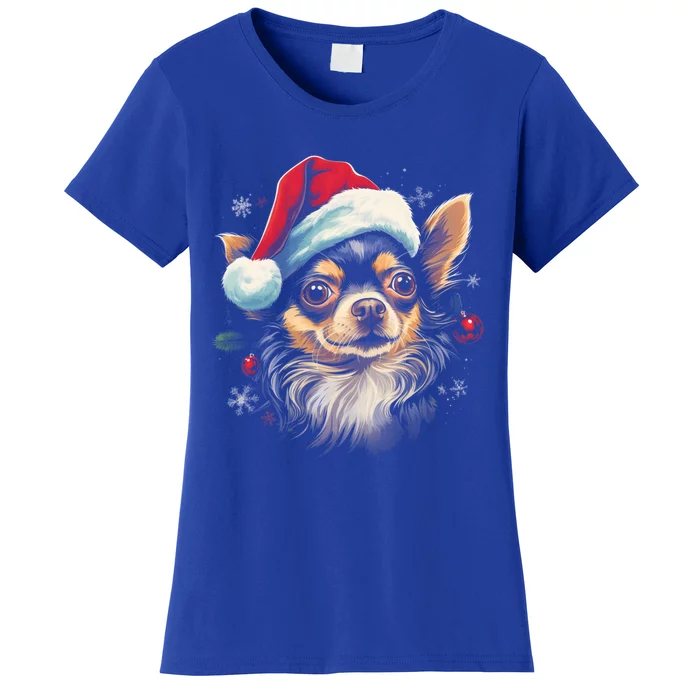 Chihuahua Dog Funny Christmas Santa Hat Tree Matching Family Gift Women's T-Shirt