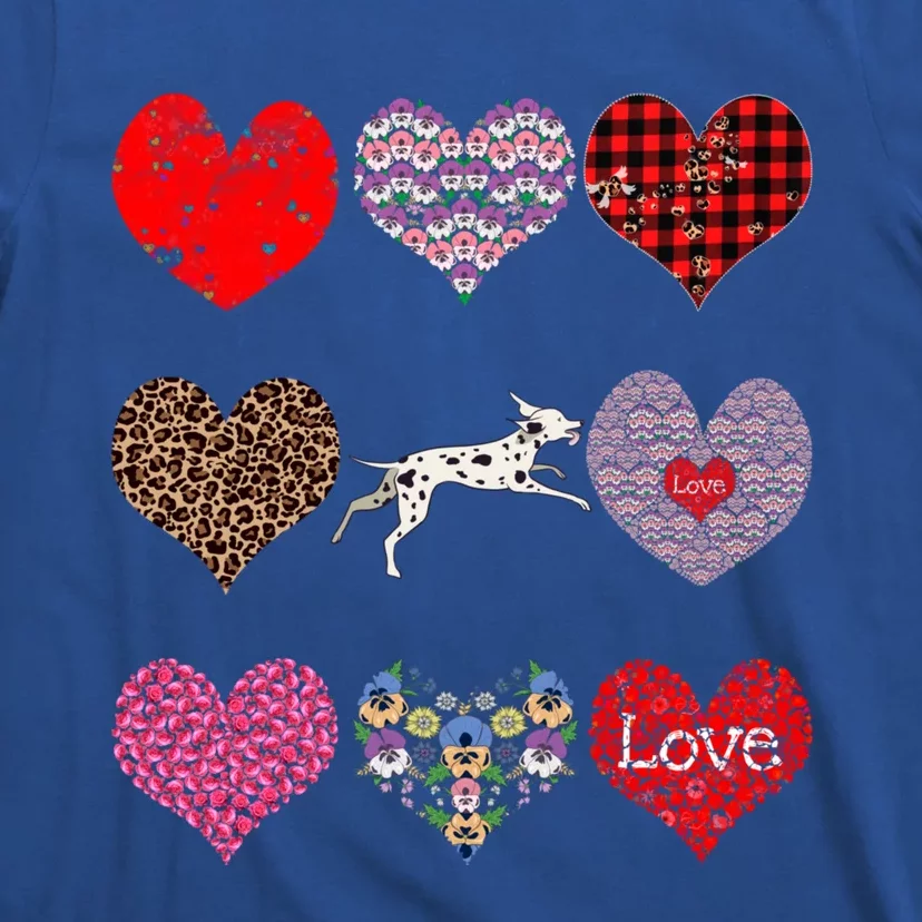 Cute Dalmatian Funny Dog Mom Hearts Pattern Valentines Day Gift T-Shirt