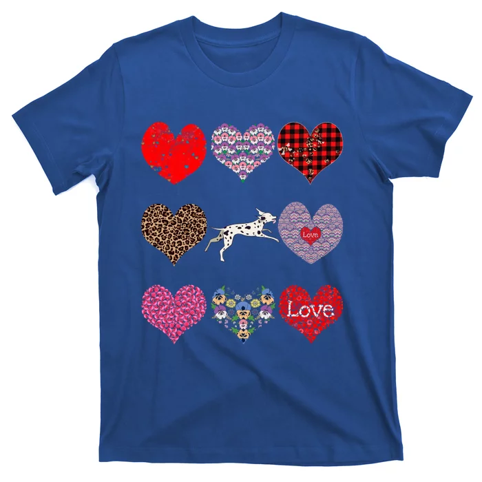 Cute Dalmatian Funny Dog Mom Hearts Pattern Valentines Day Gift T-Shirt