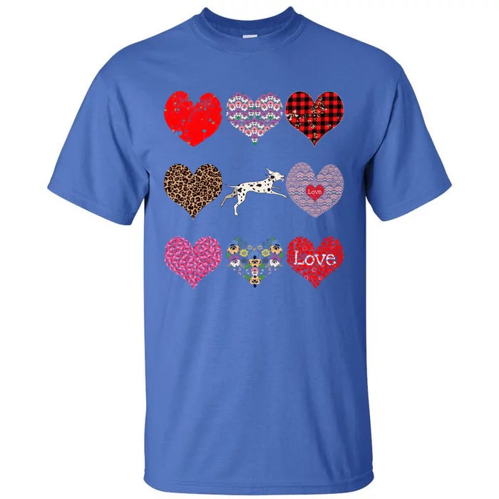 Cute Dalmatian Funny Dog Mom Hearts Pattern Valentines Day Gift Tall T-Shirt