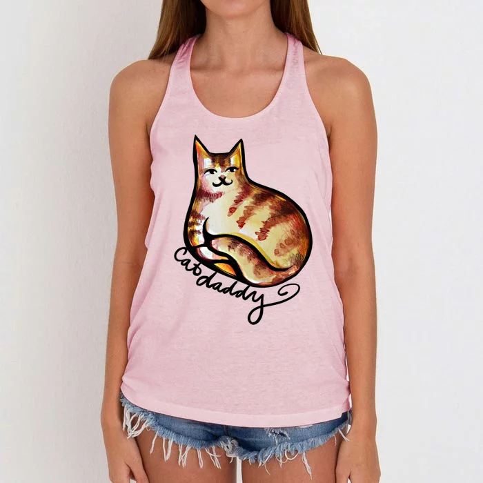 Cat Daddy Funny Cat Person Humor Gift Women's Knotted Racerback Tank