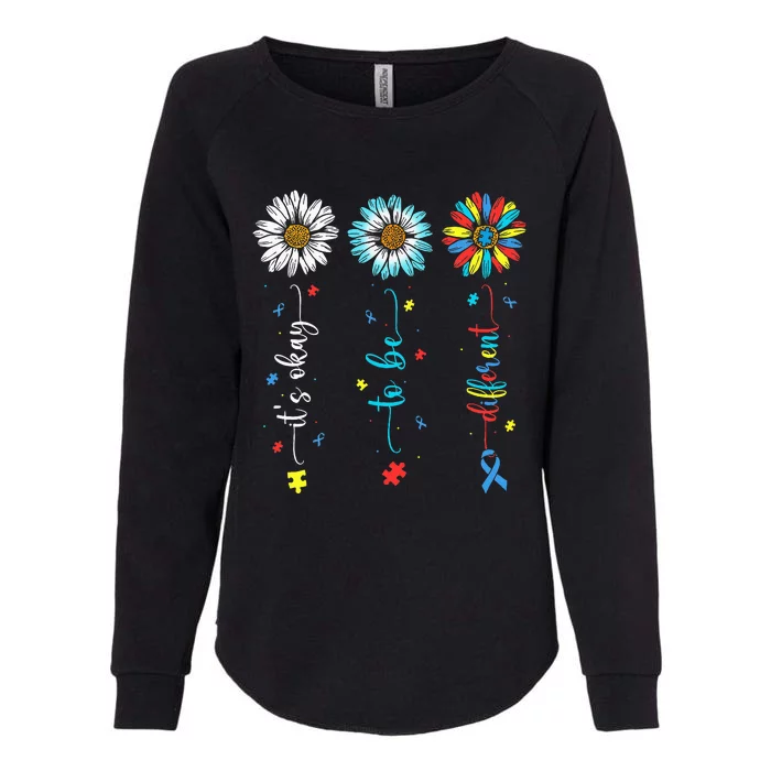 Cute Daisy Flower Autism Awareness Its Ok To Be Different Womens California Wash Sweatshirt