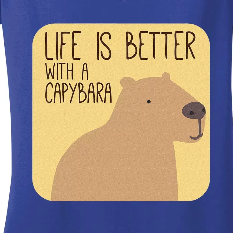 Capybara Design For Capibara Owner Cool Mammal Women's V-Neck T-Shirt