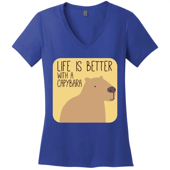 Capybara Design For Capibara Owner Cool Mammal Women's V-Neck T-Shirt