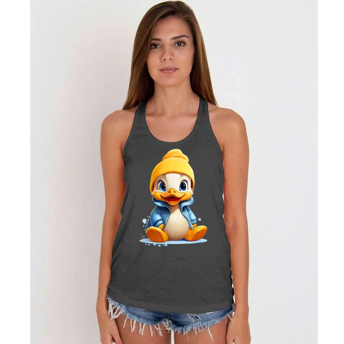 Cute Duckling Funny Duckling Lover Baby Duck Women's Knotted Racerback Tank