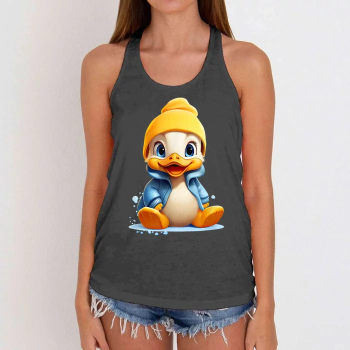 Cute Duckling Funny Duckling Lover Baby Duck Women's Knotted Racerback Tank