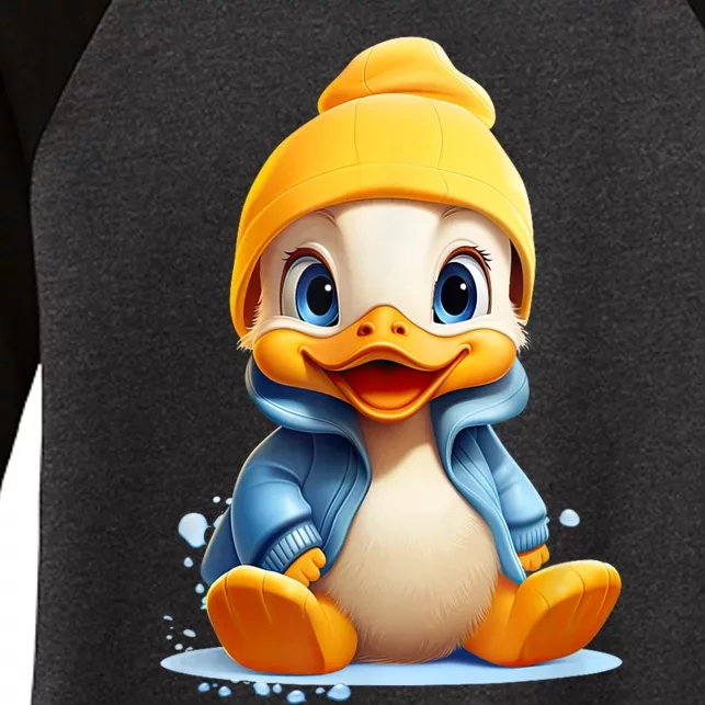 Cute Duckling Funny Duckling Lover Baby Duck Women's Tri-Blend 3/4-Sleeve Raglan Shirt