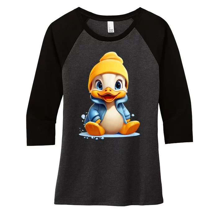 Cute Duckling Funny Duckling Lover Baby Duck Women's Tri-Blend 3/4-Sleeve Raglan Shirt