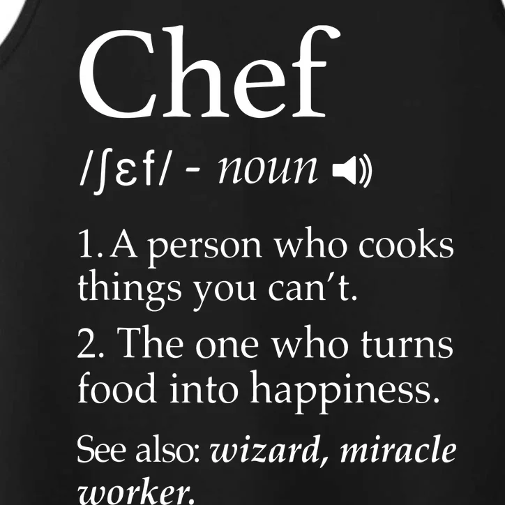 Chef Definition Funny Line Saying Cook Cooking Gifts Chefs Performance Tank