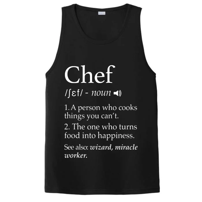 Chef Definition Funny Line Saying Cook Cooking Gifts Chefs Performance Tank