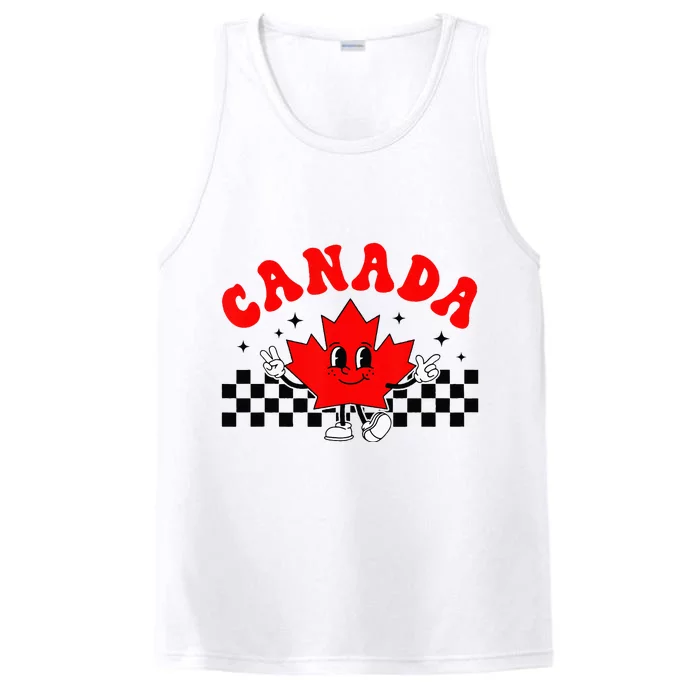 Canada Day Funny Retro Maple Leaf Canada Day Performance Tank