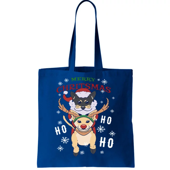 Cute Dogs Funny Christmas Santa Fun Ho Ho Ho Merry Christmas Gift Tote Bag