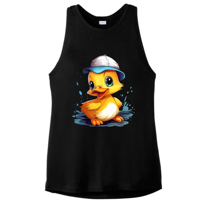 Cute Duckling Funny Duckling Lover Baby Duck Ladies Tri-Blend Wicking Tank