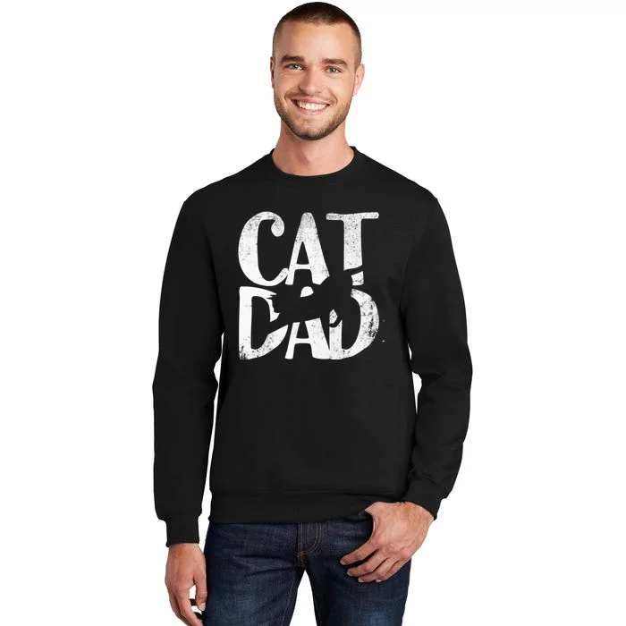 Cat Dad FatherS Day Christmas Birthday Best Vintage Tall Sweatshirt