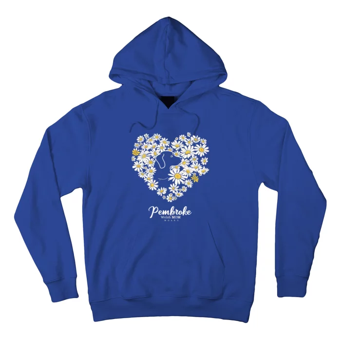 Cute Daisy Flower Heart Silhouette Pembroke Welsh Dog Mom Gift Hoodie