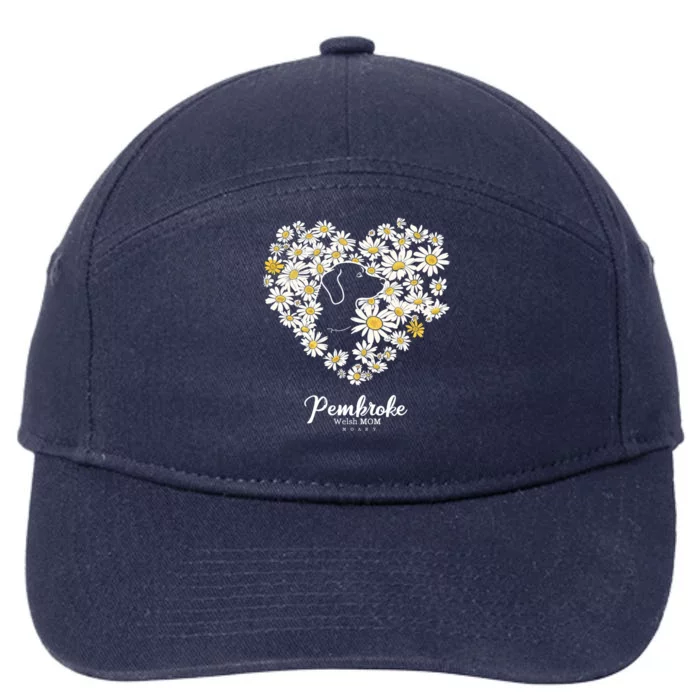 Cute Daisy Flower Heart Silhouette Pembroke Welsh Dog Mom Gift 7-Panel Snapback Hat