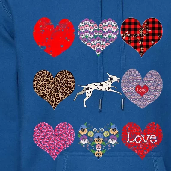 Cute Dalmatian Funny Dog Mom Hearts Pattern Valentines Day Gift Premium Hoodie